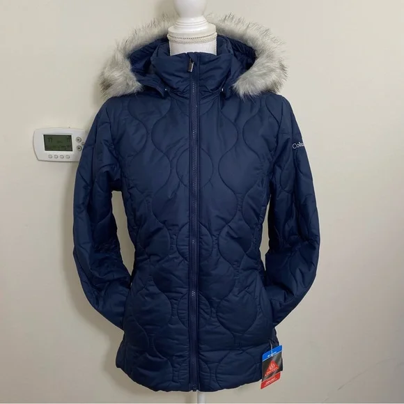 Columbia Women's Frosty Heights Jacket Puffer Winter Coat Navy Blue Sz M L